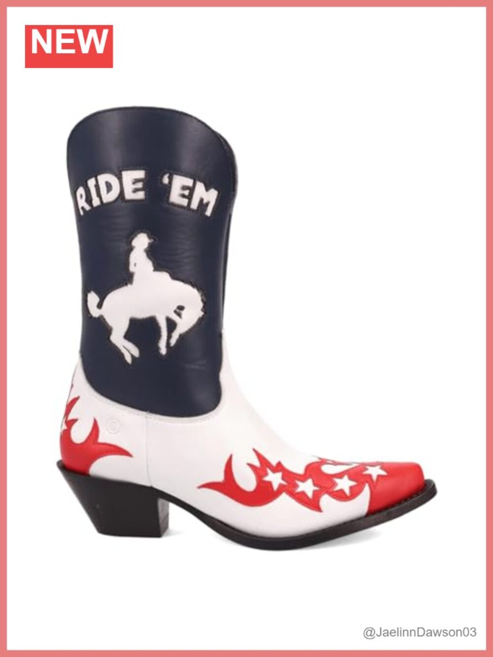 Dingo Cowgirl Western Mid-Calf Boots Snip Toe Pull-On Block Heel Leather